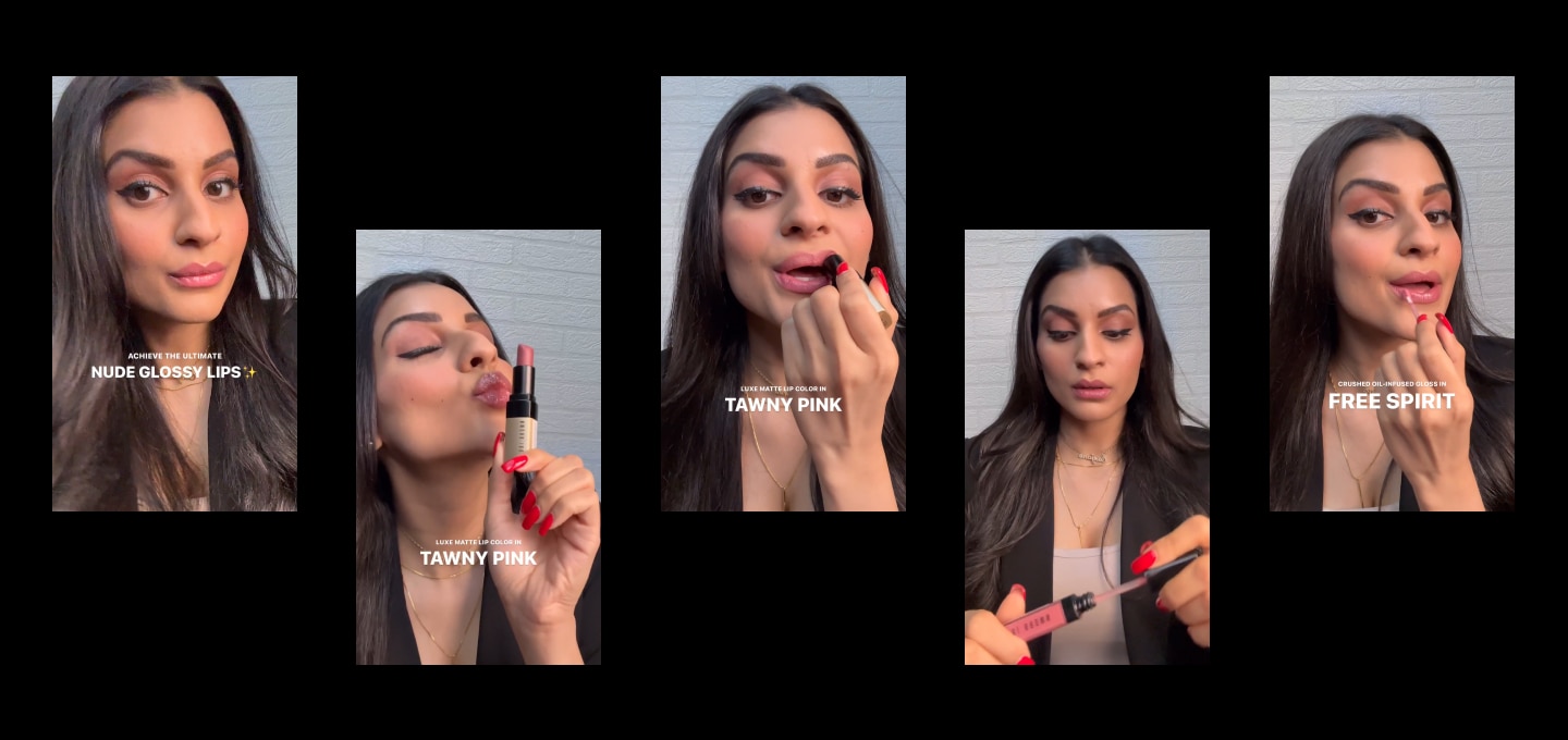 Collage de photos des différentes étapes du Latte Makeup effectué par Laura Jubin, Pro Artist Bobbi Brown France